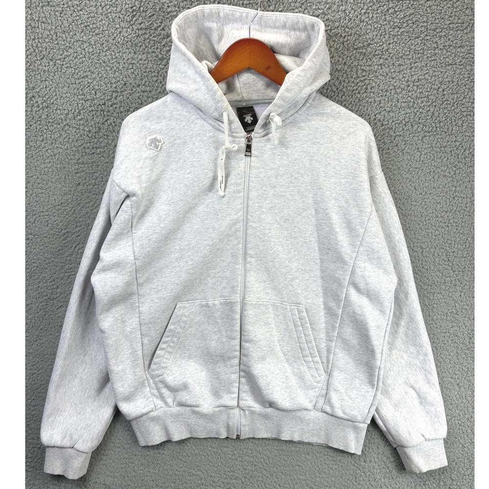 Descente Full Zip Hoodie Sweatshirt Mens S Heather Gray Sporty Activewear